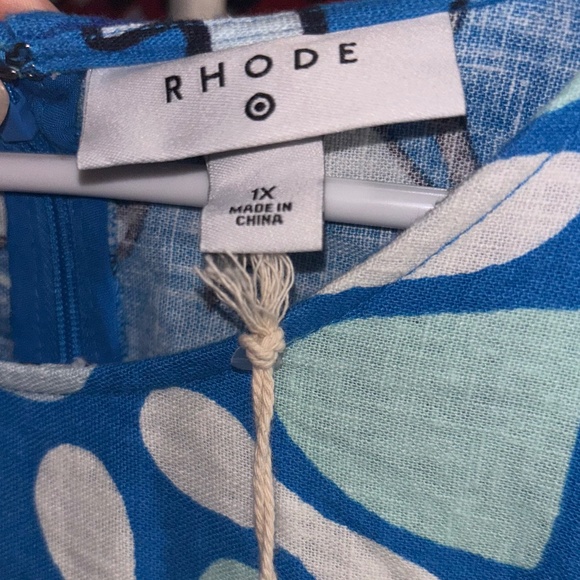 RHODE x Target Blue Zinnia Linen Blend Floral Print Cut-Out Jumper PLUS NWT - Picture 4 of 5